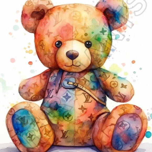 Louis Vuitton Colorful Teddy Bear 18 x 24 Art Print- Luxury, Cute, Room Decor - Picture 2 of 2